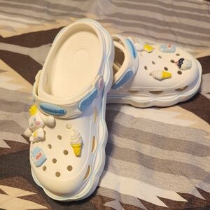 Kids White Clogs with Fun Charms